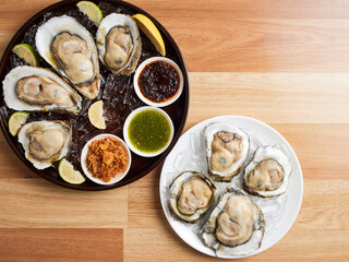 Oysters with Thai-style spicy sauce.