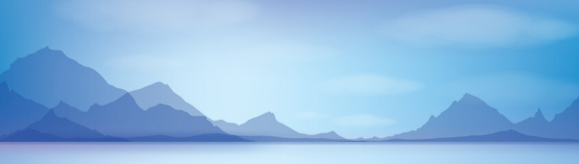 Vector blue mountains  background.