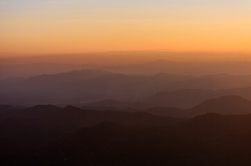 sunset at Tropical Mountain Range Chiang Mai Thailand