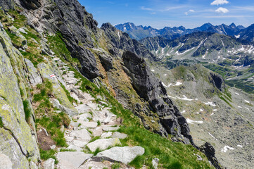 Fototapeta na wymiar Tatra mountains and touristic trail.