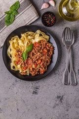 Tasty classic italian  pasta bolognese.