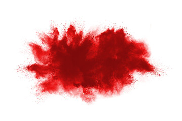 Launched red powder on white background.