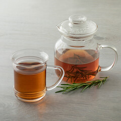 Fresh rosemary tea and fresh twig