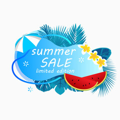 summer sale poster promotion with floral frame