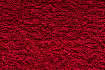 Closeup of red cotoon towel texture
