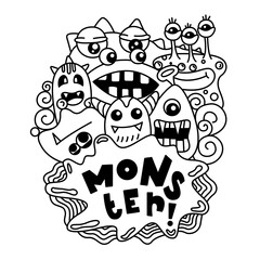 Cute Monster Doodle Illustration