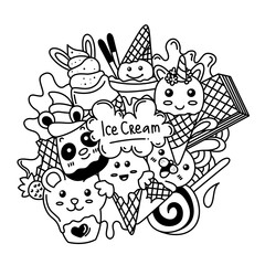 Delicious Ice Cream Doodle Illustration