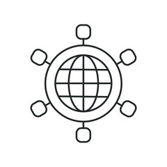 different categories in a circle, globe, line icon