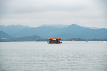 February 2020, Hangzhou, China. The position of the city near the West Lake is what makes it famous and a tourist destination for the Chinese.