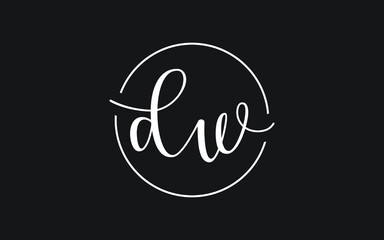 dw or wd Cursive Letter Initial Logo Design, Vector Template