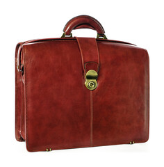 Tan / brown leather briefcase cut out.