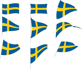 Vector Illustration of Set with Sweden Flag