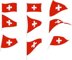 Vector Illustration of Set with Switzerland Flag