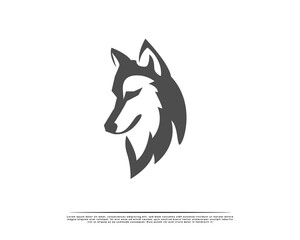 simple calm head wolf calm logo symbol design illustration