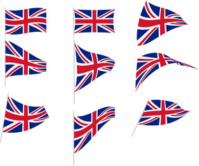 Vector Illustration of Set with United Kingdom Flag