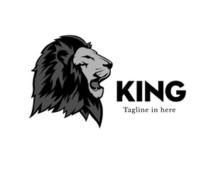 elegance roaring lion king thick fur logo symbol design illustration