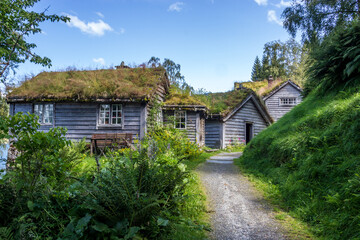 Fototapeta na wymiar wooden houses in an old village in Norway