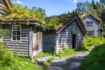 Fototapeta na wymiar wooden houses in an old village in Norway
