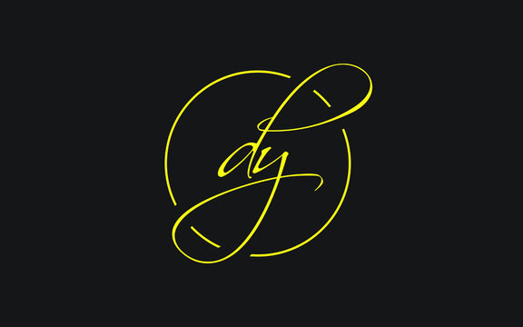 dy or yd Cursive Letter Initial Logo Design, Vector Template