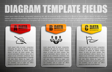 Information infographic statistic vector presentation. Graphic composition for your business presentations. Three glossy strip for your annotations. Three color sticker for registration of proposals
