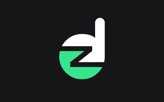 dz or zd Letter Initial Logo Design, Vector Template