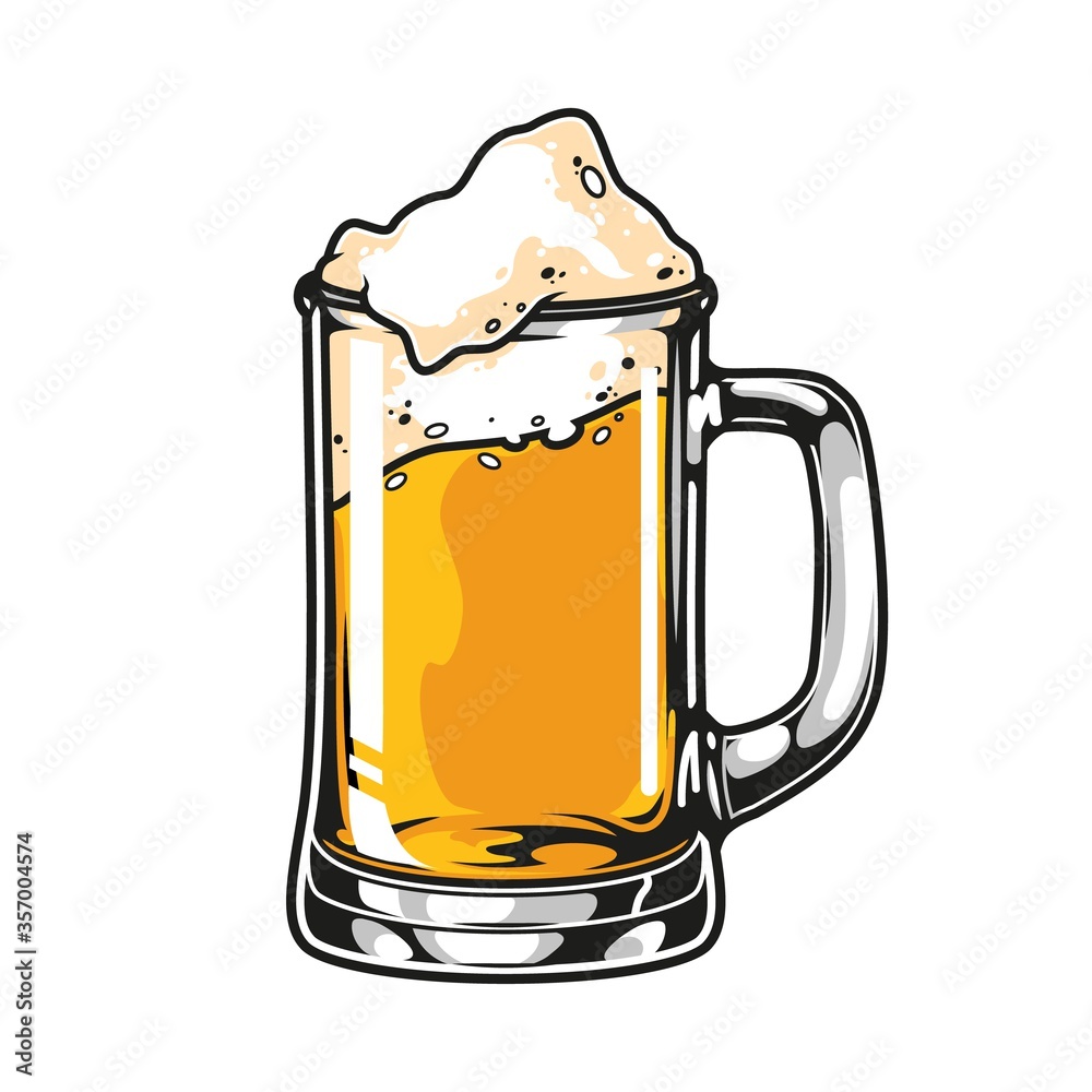 Sticker mug of beer colorful vintage concept