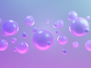 Abstract background with flying spheres, 3D render