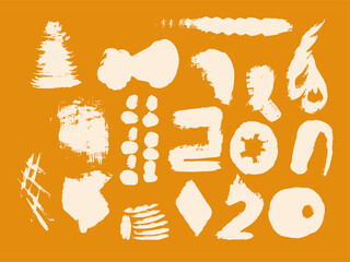 Set of hand drawn brushes and design elements. black paint, ink brush strokes. Grunge circle, square. Artistic creative shapes. Vector illustration.