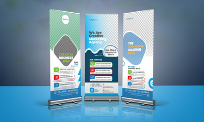 Professional Corporate Roll Up Banner Design 3 concepts