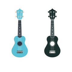 Soprano ukulele illustration and icon. Hawaiian uke string musical instrument. - obrazy, fototapety, plakaty