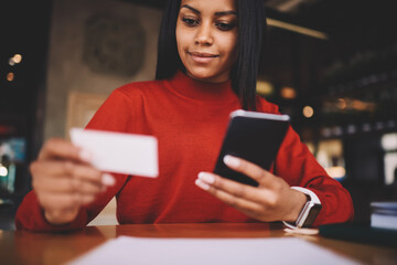 Cheerful afro american student happy getting visit card with phone number of entrepreneur searching job