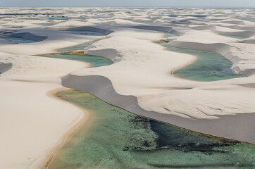 Paisagem do Parque Nacional dos Lençóis Maranhenses, Maranhão, Brasil. Junho de 2016