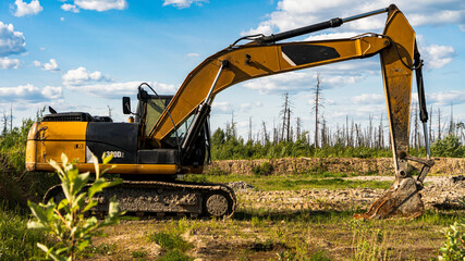 excavator at work in the field
