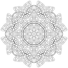 Hand drawn zentangle mandala for coloring page.