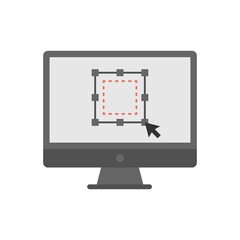 Graphical work on computer screen. Icon illustration of digital design.