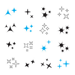 Sparkles line icons. Black sparkles symbols vector eps10