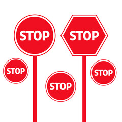 Traffic stop dangerous vector signs. Stop, warning and attention sign