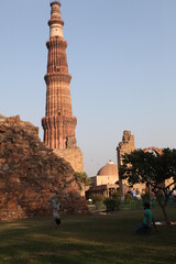 Qutub minar, Delhi Monument Fort Landscape, Historical, New Delhi, India