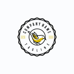Bananaquit bird logo design template. Awesome a bananaquit bird logo. A bananaquit bird line art logotype.