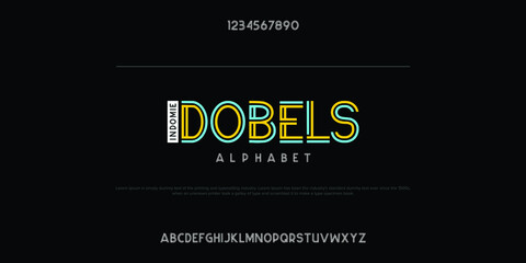 Typeface double line alphabet modern abstract font set.
