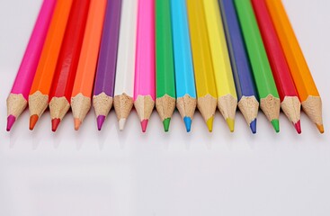 colored pencils isolated on white background