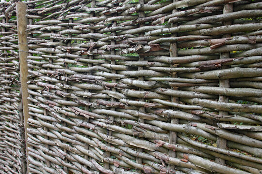 Close Up Of A Willow Hurdle Fence