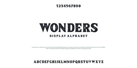 Grunge font and alphabet typography fonts set uppercase and number.