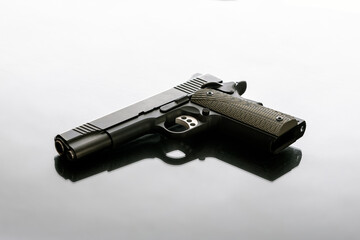 Hefty 1911 semi automatic handgun in 45 caliber is a good choice for home protection from...