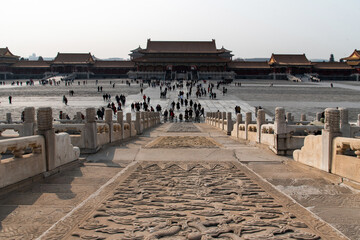 Obraz premium February 2019, Beijing, the Forbidden City. The largest palace in the world for nearly five centuries has served as a home for emperors and their families, as well as a ceremonial and political center