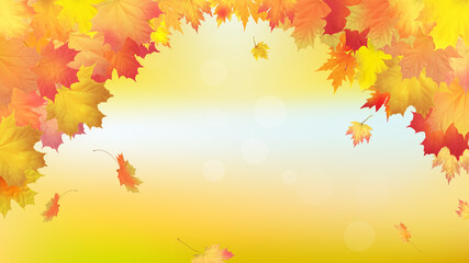 Naklejka na ściany i meble Falling golden autumn maple leaves. Vector