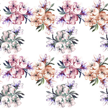 Flowers, hand painted ,watercolor, seamless pattern