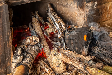 Wood burning stove on