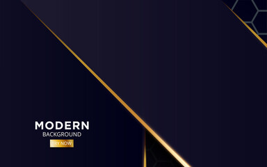 modern abstract dark blue background banner design, with shine gold line.Overlap layers with paper effect on textured background.