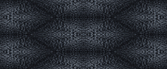 Fish scale dark pattern on raw concrete cement space to decorative style. Seamless texture background to decorate on the wall.